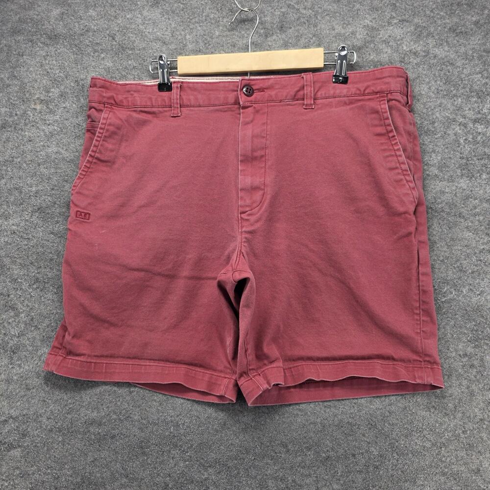 American Eagle Shorts Mens 38 Red Chino Slim Flat Front Stretch Pockets 7 Inseam